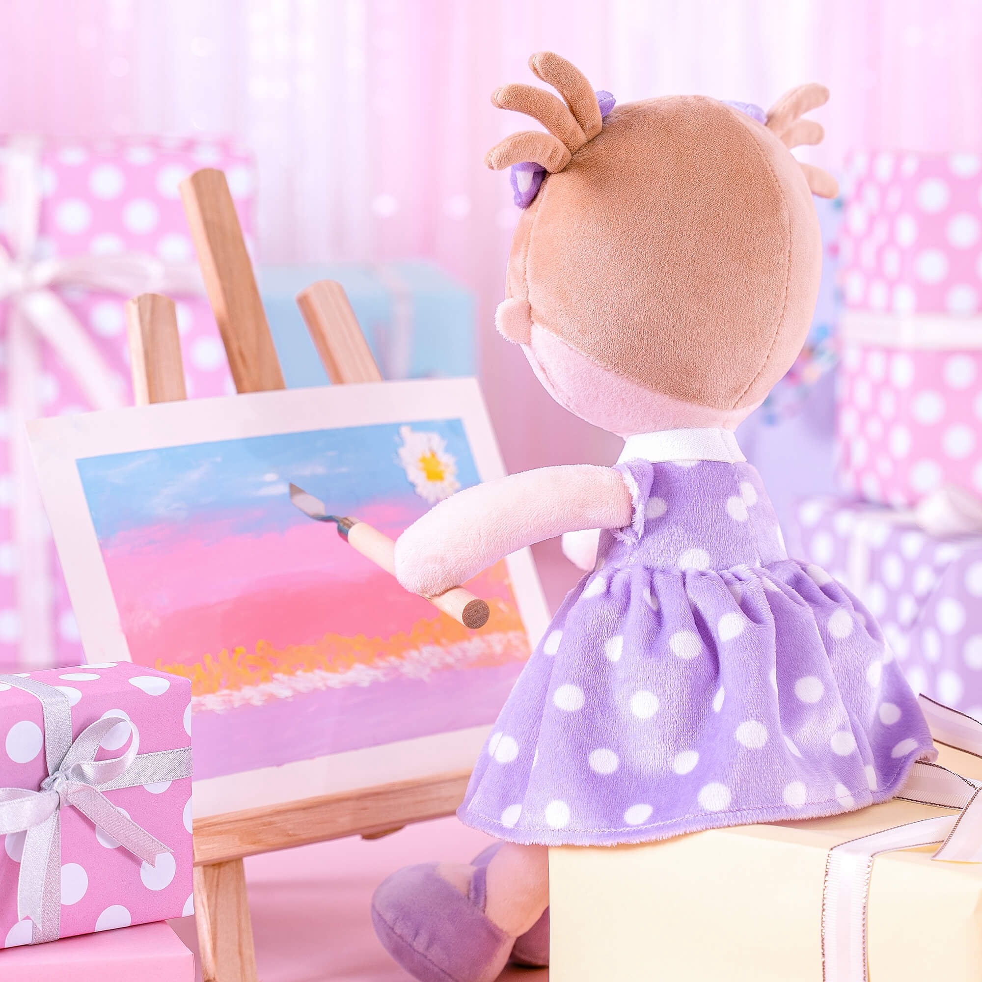 First Baby Doll Baby Dolls Girl Toys Baby Girl Gifts Purple Polka Dot Dress 13inches