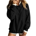 thumbnail image 5 of lcziwo Womens Solid Color Sweatshirt Trendy Peter Pan Collar Long Sleeve Pullover Oversized Athletic Sweatshirts Winter 2026 Black,XXL, 5 of 8