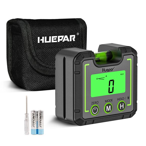 Huepar Digital Level Angle Gauge Mini Angle Finder Level Box with V-Groove Magnetic Base&Backlight LCD Bevel Gauge Inclinometer fo