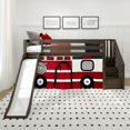 thumbnail image 2 of Low Loft With Stairs, Easy Slide & Firetruck Curtain, Clay, 2 of 12