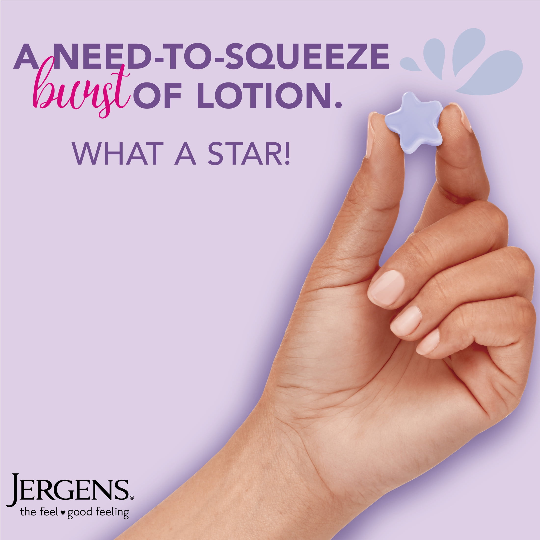 (2 pack) Jergens Lavender Lotion Bursts, Squishy Star-Shaped Moisturizer Bursts, Lotion Gifts for Teens, 38 Ct