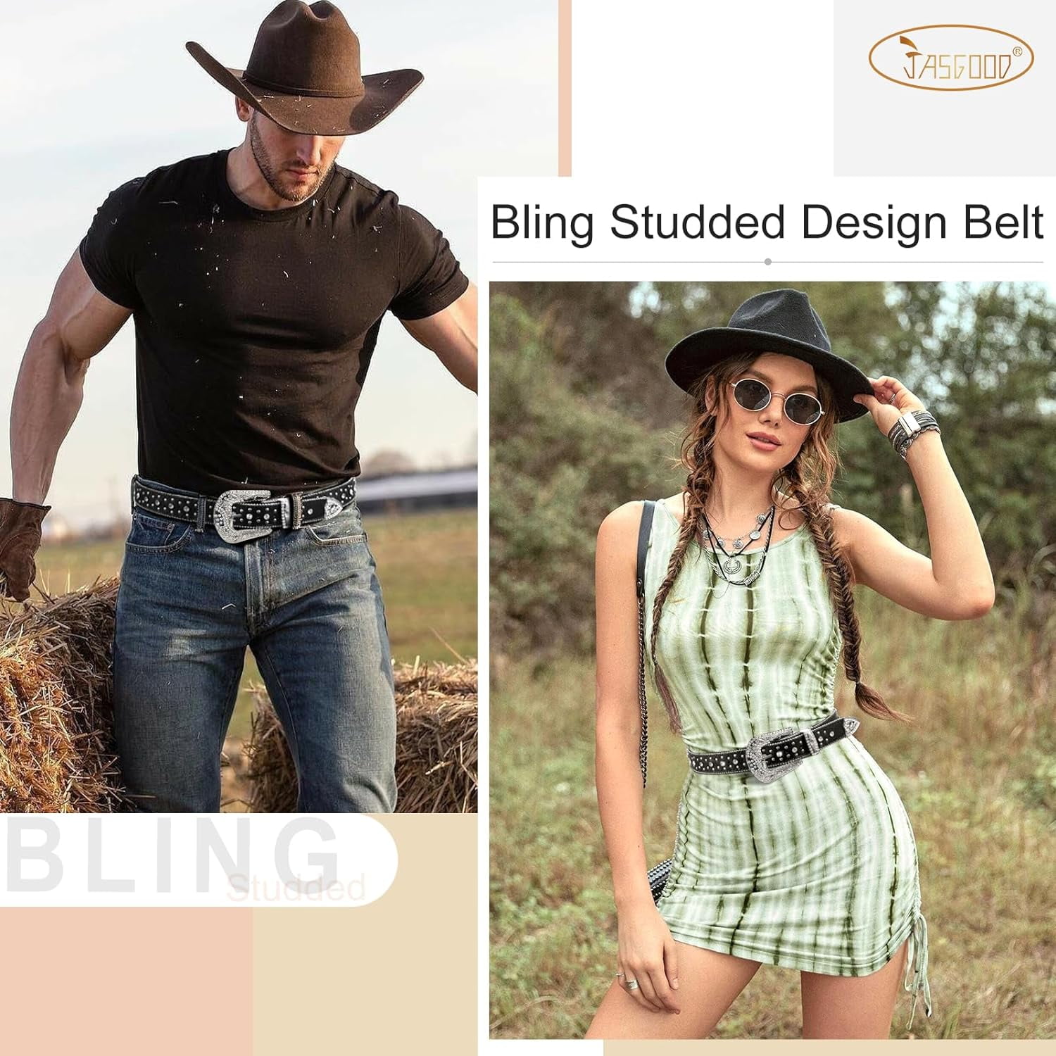 6471 Rhinestone Belt Men Women Western Bling Cowboy Studded Leather Rhinestone Studded Belt for Men Women, Western Leather Belt  main image 3