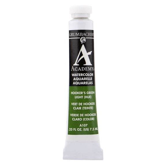 Grumbacher Academy Watercolor, 7.5ml Tube, Hooker' s Green Light