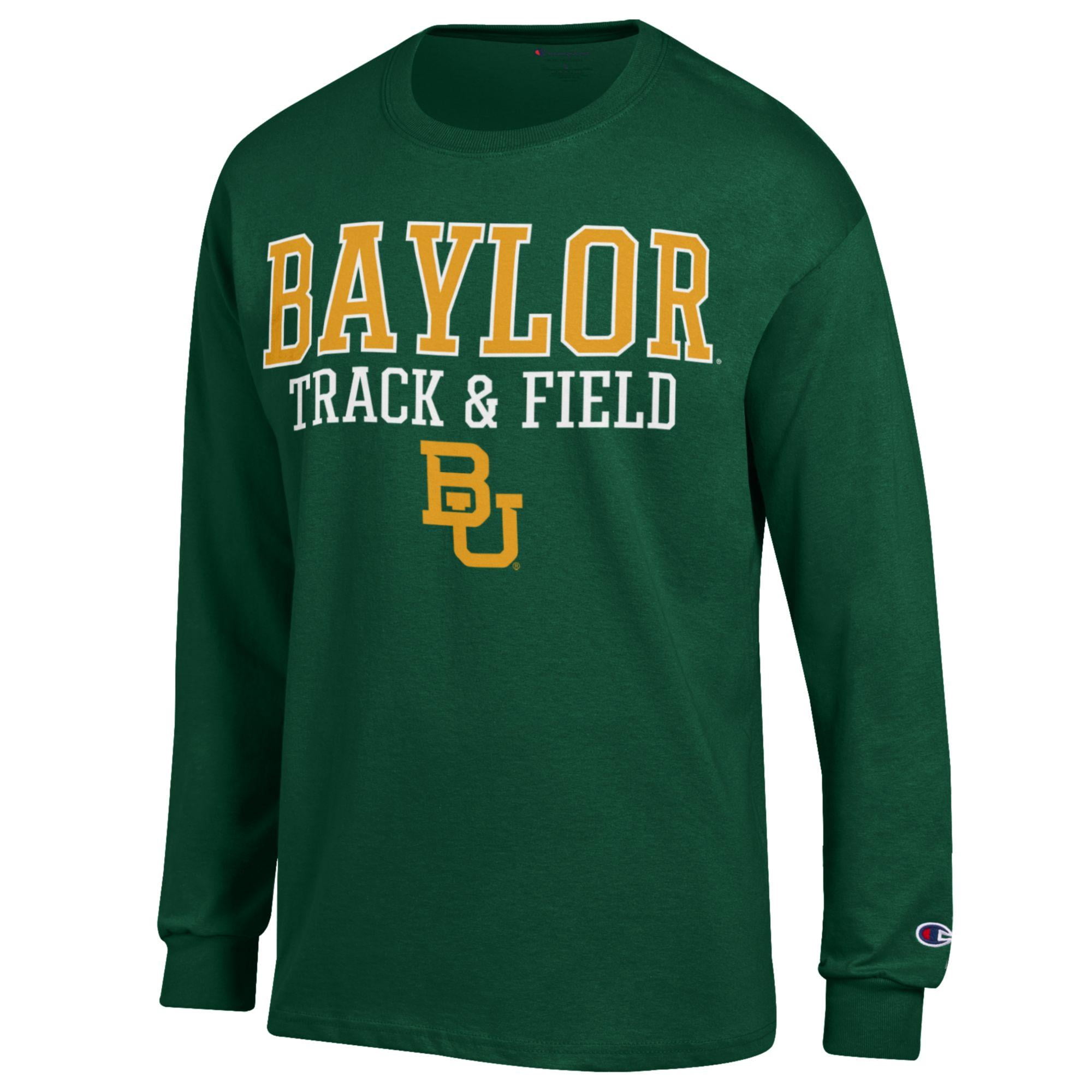 Men's Champion  Green Baylor Bears Track & Field Stack Long Sleeve T-Shirt