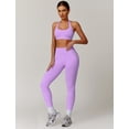 thumbnail image 3 of IDOPIP Workout Sets for Women Seamless Butt Lifting Leggings Halter Sports Bra Scoop Neck Backless Yoga Outfit 2 Piece Gym Running Outfits, 3 of 6