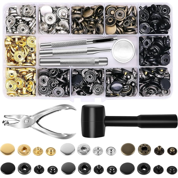 Kit de broches a presión para cuero Alritz, 120 juegos, 12,5 mm, metal