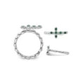 thumbnail image 3 of Gem & Harmony 1/10 Carat (Ctw) Lab-Created Emerald Cross Ring in Sterling Silver for Women, 3 of 5
