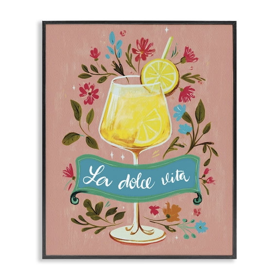 Stupell Industries Eclectic Lemon Cocktail Sweet Life Black Framed Giclee Art, 11 x 14, by Yen