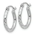 thumbnail image 2 of FB Jewels Sterling Silver Rhodium-plated 2mm Diamond Cut Hoop Earrings, 2 of 3