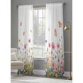 thumbnail image 4 of Wild Flowers Sheer Curtains 96 Inch Length 2 Panels Set, Spring Butterfly Watercolor Country Floral Voile Window Treatment Semi Sheer Long Curtains Drapes for Bedroom/Living Room/Kitchen 52"x96"x2, 4 of 7