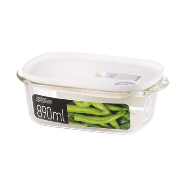 Lock & Lock Contenedor de vidrio hermético con tapa blanca 890 ml LocknLock LLG941W