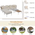 thumbnail image 4 of L-Shaped Wood Outdoor Furniture Set 8 Pieces Patio Metal Conversation Sets Patio Sectional Sofa Set with Tempered Glass Coffee Table and Coffee Table(Beige), 4 of 9