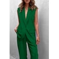 thumbnail image 3 of Traje de Mujer PRETTYGARDEN Blazer sin Mangas Pantalón Palazzo Verde Talle S, 3 of 7