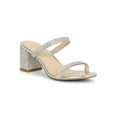 thumbnail image 1 of Women Double Strap Vamp Rhinestone Low Block Heel Mule Sandal 19545, 1 of 6