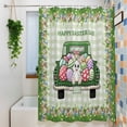 thumbnail image 3 of Spring Easter Small Stall Shower Curtain, Waterproof Shower Curtains for Bathroom, Easter Eggs Bunny Truck Botanical Green Plaid Washable Fabric Bath Curtain for Bathtub with Hooks 36x72 Inches, 3 of 9