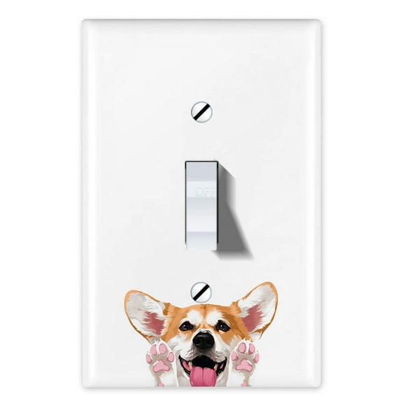 WIRESTER 1-Gang Toggle Light Switch Wall Plate/Switch Plate Cover, Animal Red Pembroke Welsh Corgi Dog
