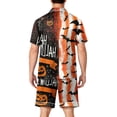 thumbnail image 4 of Delconic Men's Halloween Short Sleeve Button Down Pajama Set with Printed Top and Elastic Waist Shorts S to XXXXL for Homewear White 4XL, 4 of 4