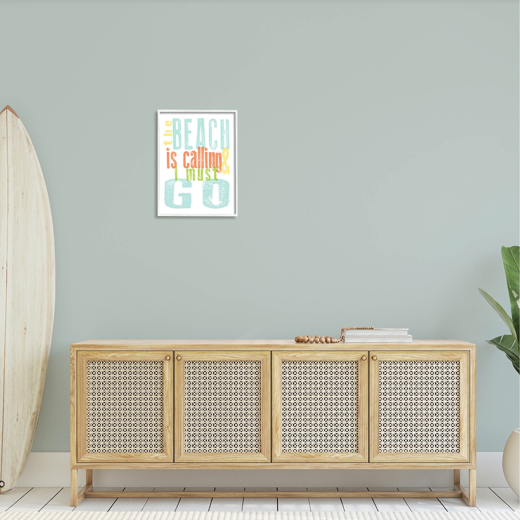 Stupell Industries Beach Is Calling I Must Go Phrase Graphic Art White Framed Art Print Wall Art, Design by Alli Rogosich