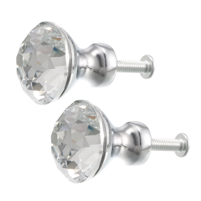 Tiradores de cristal de 0.98" de Uxcell, perillas de cajón de aleación de zinc plateada, 2 piezas