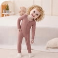 thumbnail image 5 of Nafuu Baby Girls Bodysuits Solid Color Crew Neck Long Sleeve Soft Fiber Romper Outfit For Infants Toddlers Everyday Party Wear With Matching Hat Baby Girl Onesies,Brown,3-6 Months, 5 of 9