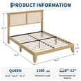thumbnail image 5 of Boho Queen Bed Frame, Rattan Headboard Bed Frame With Led Lights, Noise-Free Platform Light Wood Bed Frame, Easy Assembly, No Box Spring Needed, 5 of 9