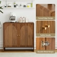 thumbnail image 5 of Accent Cabinet with Printed Arched Line Pattern, Modern Buffet Sideboard with Adjustable Shelves, Decorative Storage Cabinets for Bedroom Living Room Kitchen Office Entryway and Hallway, Walnut, 5 of 7