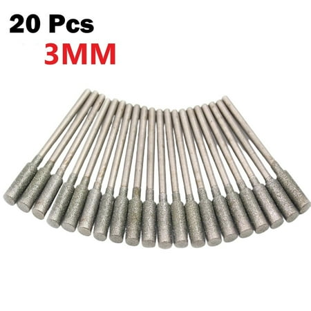 

BAMILL 20pcs 2.35mm shank Cyliner Diamond Grinding Burr Teeth Grinding Bit Carving Tool