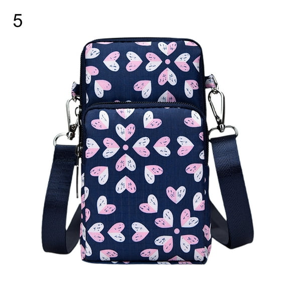 Trayknick Women Coin Purse Floral Print Shoulder Strap Mini Wear-resistant Space-saving Crossbody Bag for Daily Life As the picture size 5