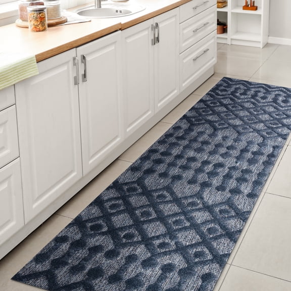 JONATHAN Y IBIZA 2 x 8 Runner Rug, Peralta Moroccan Diamond - Navy, IBZ103B-28