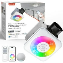 OREiN Matter Smart Bathroom Exhaust Fan with Light, 110/160 CFM 0.8/1.0 Sones Bathroom Fan with Bluetooth Speaker, Exhaust Fans with Humidity Sensor & Remote, APP Control, 1500lm 2700k-6500k Dimming