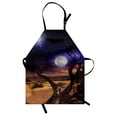 thumbnail image 1 of Moon Apron, Desert Night Full Moon with Nebula and Rainbow in Starry Sky Art, Unisex Kitchen Bib with Adjustable Neck for Cooking Gardening, Adult Size, Caramel Purple, by Ambesonne, 1 of 4