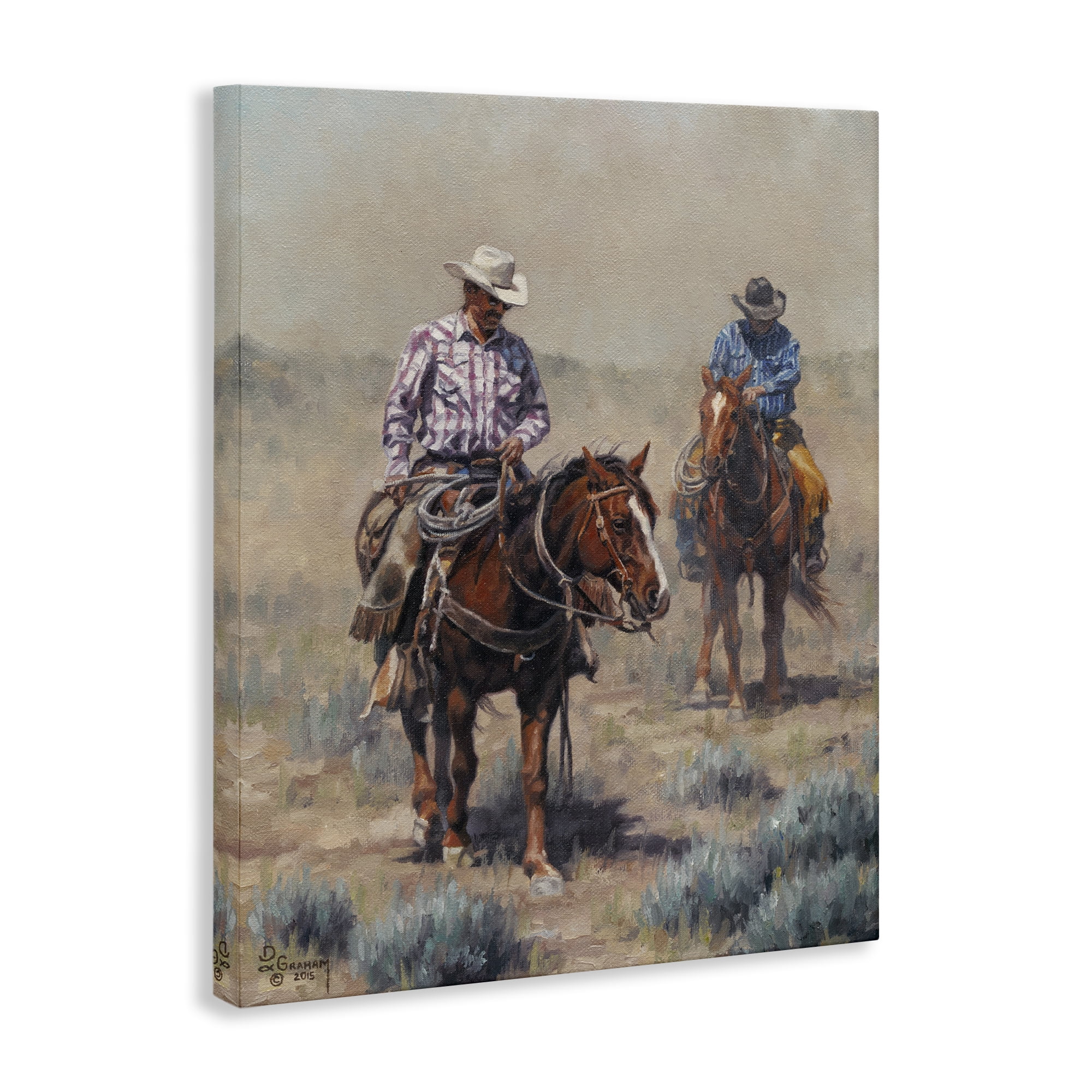 Stupell Industries Dust Bowl Cowboys Animals & Insects Painting Gallery Wrapped Canvas Art Print Wall Art, 16 x 20