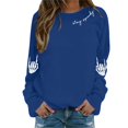 thumbnail image 2 of Women's Halloween Sweatshirts Skull Graphic Printed Long Sleeve Crew Neck Pullover Casual Comfy Y2K Tops Winter Tunic 2025, 2 of 5