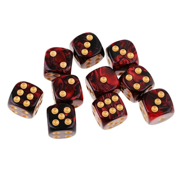 Dados de juego Sunnimix de 6 Lados 16 mm para juegos de mesa y enseñanza de matemáticas Rojo y negro