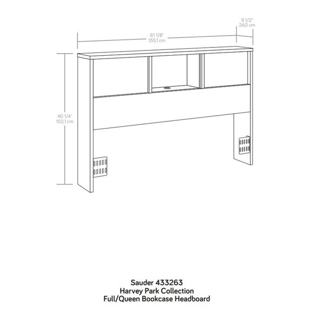 Pemberley Row Engineered Wood Grand Walnut Headboard Rectangular Adjustable Shelves 61.06"W Unassembled