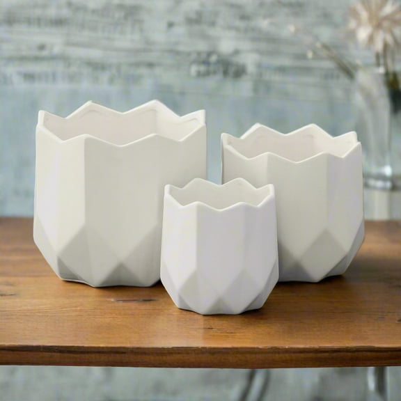 Gryphon Ceramic Geometric Round Pot (Set of 3)