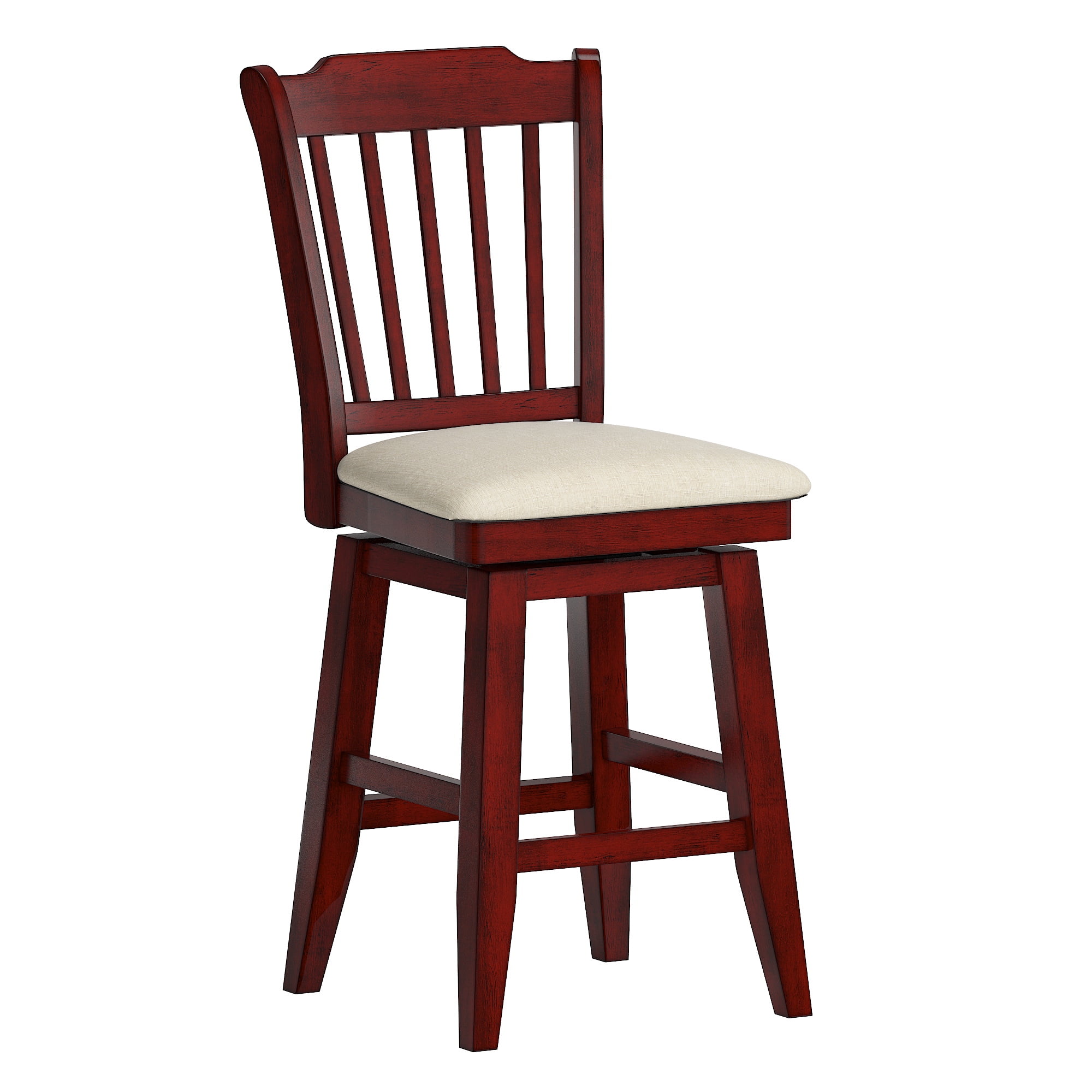 Weston Home Sheena Wood Slat Back 24-inch Counter Height Swivel Stool, Antique Berry Red