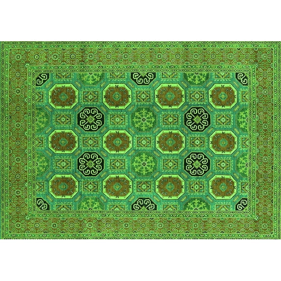 Ahgly Company Indoor Rectangle Oriental Green Traditional Area Rugs, 6' x 9'