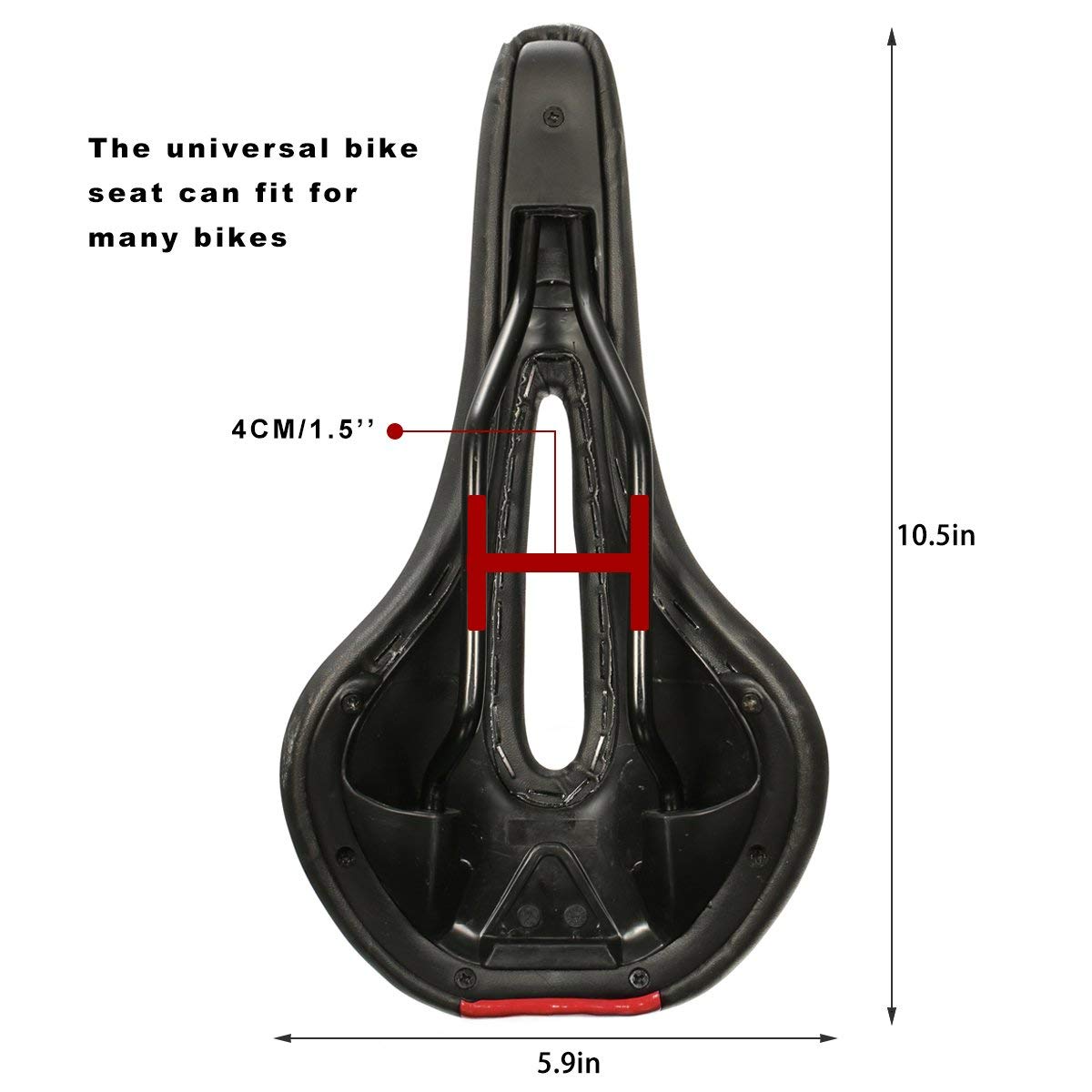 EZGO Bike Seat Mountain Bicycle Seat Saddle Breathable Soft Padded with Hollow Central Relief Zone Black - image 3 of 5