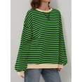 thumbnail image 6 of TEMOFON Long Sleeve T Shirts for Womens Oversized Sweatshirts Fall Striped Color Block Pullover Tops Loose Casual Tunic Tops Outfits Fashion Shirts Outfits Size L, 6 of 6