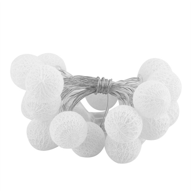 Portable Cotton Ball Lights, Decor String Light, 2M 20 LED Battery Powered for New Year Home
