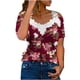 thumbnail image 1 of Blusa informal de manga corta con cuello en V y encaje con hombros descubiertos para mujer OAVQHLG3B Store  lin121212, 1 of 5