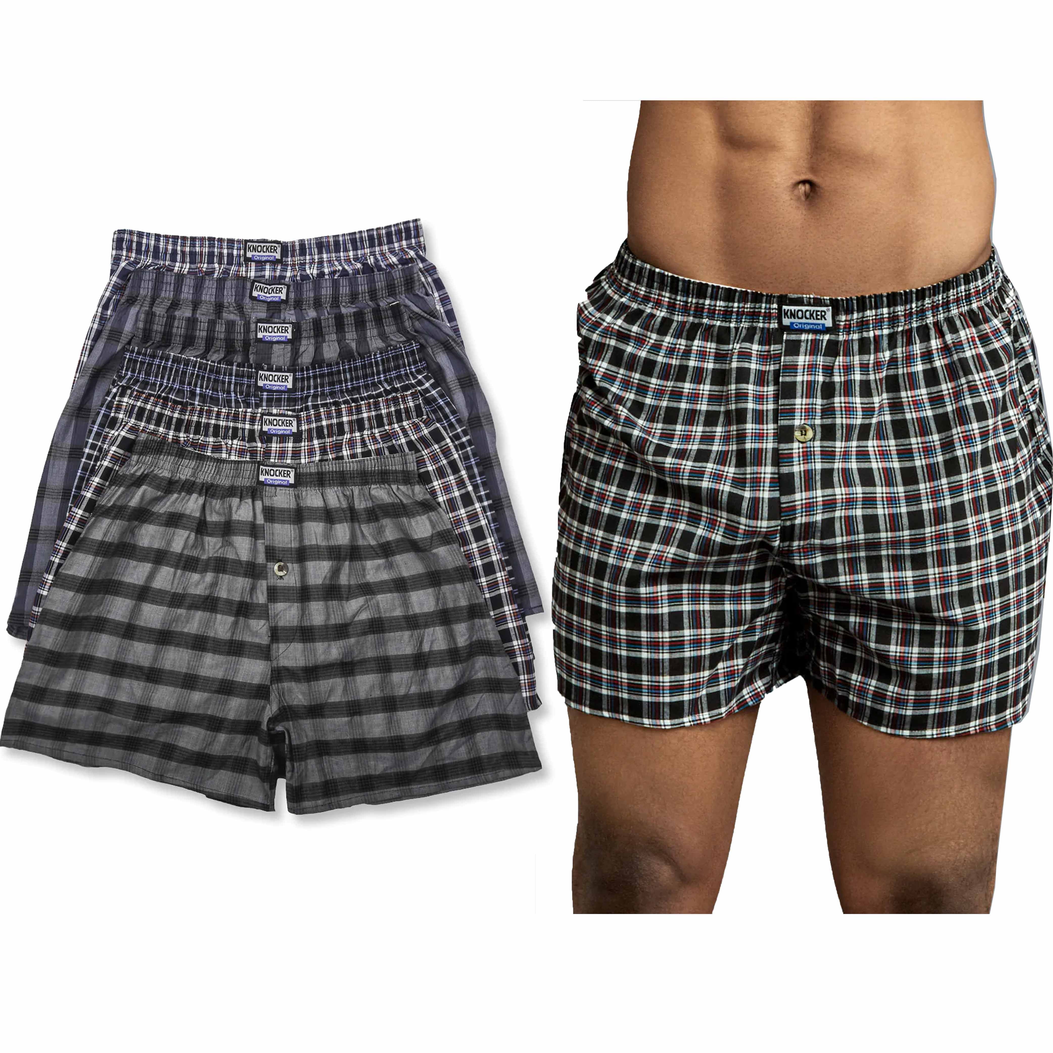 6 Men 100% Cotton Plaid Boxer Shorts Briefs Trunk Underwear Woven ...