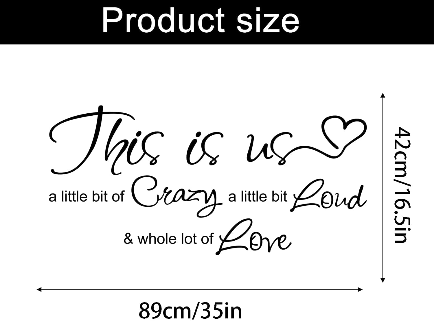 QTH This is Us Crazy Loud Love Vinyl Wall Stickers,Inspirational Quotes Wall Art for Living Room Decoration, Family Wall Art Home Decoration Wall Stickers & Murals