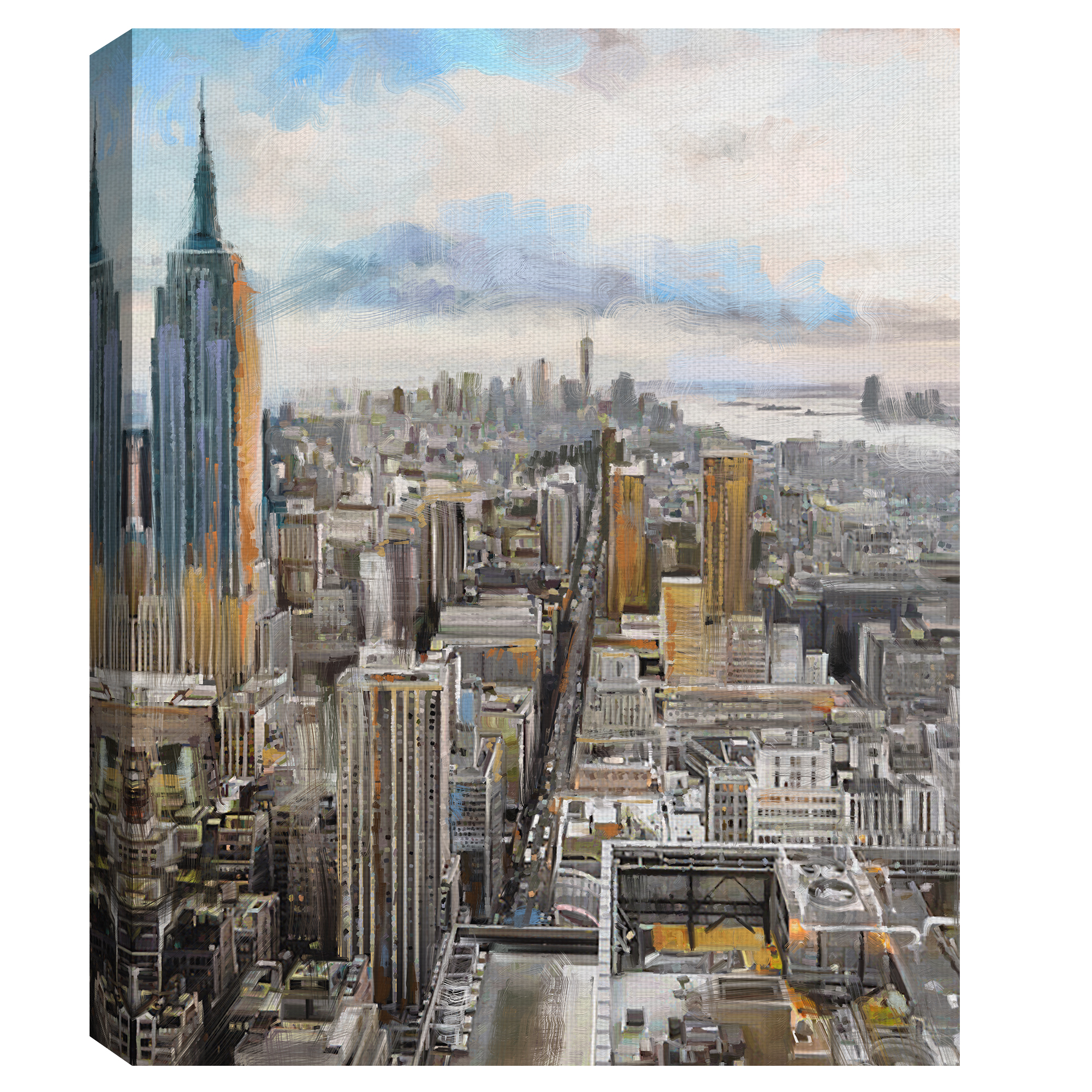 Fine Art Canvas Daybreak Manhattan Skyline by Studio Arts Canvas Art Print