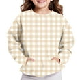 thumbnail image 3 of Trupants Big Girls Gingham Sweatshirt, 11T Khaki - Soft Stretchy with Kangaroo Pocket, Durable for School & Play, 3 of 6