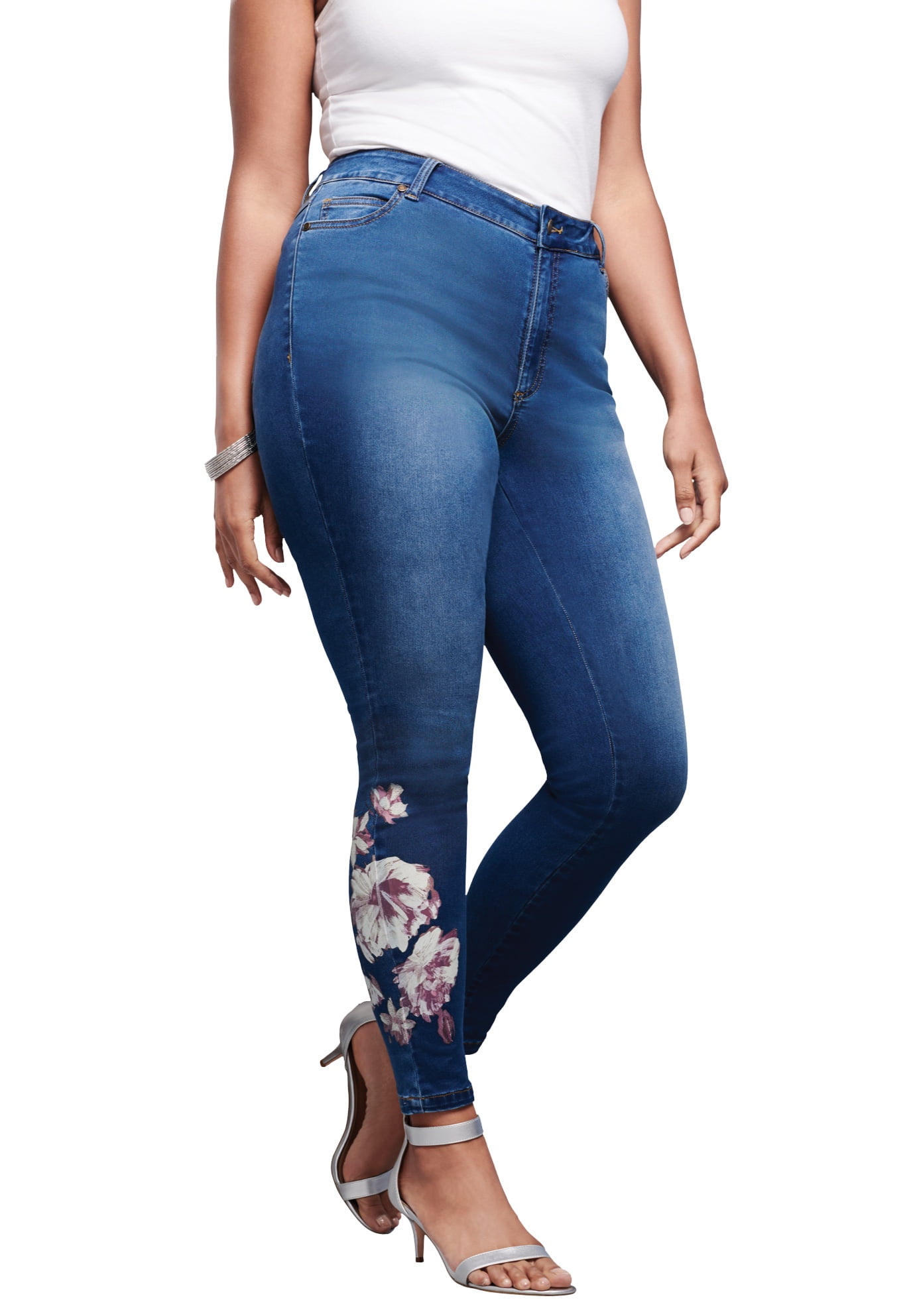 plus size printed jeans