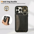 thumbnail image 4 of for iPhone 16 Pro Max Wallet Case with Card Slots, Hand Wrist Strap Rotate Ring Design, Finger Grip Ring PU Leather Magnetic Button Shockproof Purse Phone Cover for iPhone 16 Pro Max, Black, 4 of 7