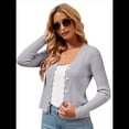 thumbnail image 1 of Cárdigan de Punto con Cuello en V y Mangas Largas para Mujer, Color Gris, Talla XL, 1 of 9