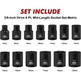 thumbnail image 2 of CASOMAN 13PCS 3/8"Drive Magnetic Socket Set, Shallow, 6-Point, Metric, 7mm to 19mm, CR-MO, 2 of 4